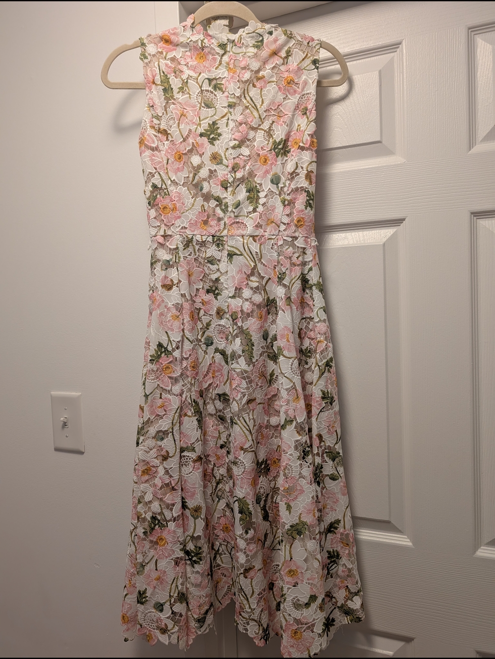 Oscar de la Renta Pink Floral Sleeveless Midi Dress - Picture 4 of 6